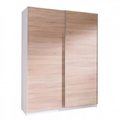 Šatníková skriňa 150 cm s posuvnými dverami WADENA 4 - biela / dub sonoma