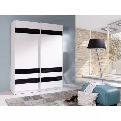 Šatníková skriňa 150 cm s posuvnými dverami WADENA 8 - biela / čierna