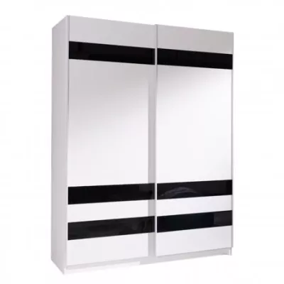 Šatníková skriňa 150 cm s posuvnými dverami WADENA 8 - biela / čierna