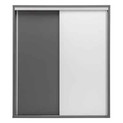 Policová šatníková skriňa 120 cm MANKATO - šedá / lesklá biela