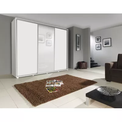 Šatníková skriňa so zrkadlom 255 cm MAKEL - biela