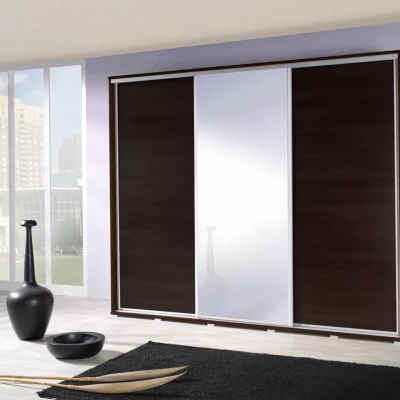 Šatníková skriňa so zrkadlom 255 cm MAKEL - gaštan wenge