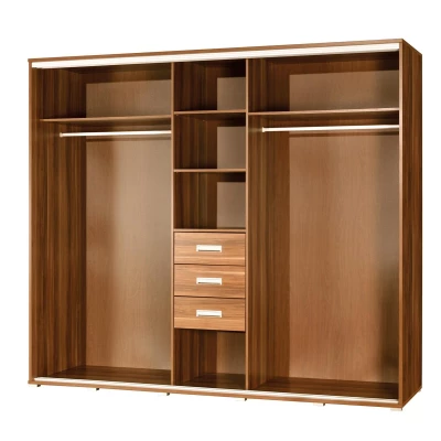Šatníková skriňa so zrkadlom 255 cm MAKEL - gaštan wenge