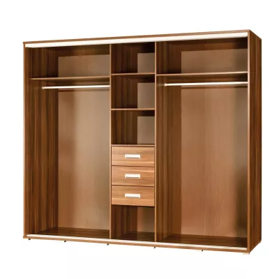 Šatníková skriňa so zrkadlom 255 cm MAKEL - gaštan wenge