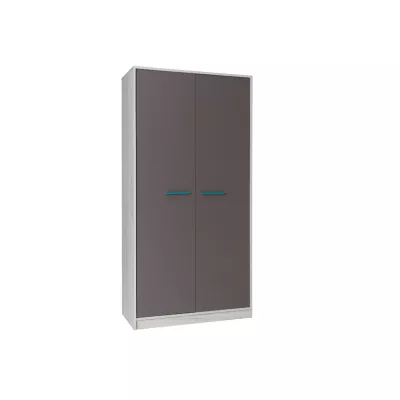 Dvojdverová šatníková skriňa 96 cm DEANY - dub kraft / popolavá / tyrkysová