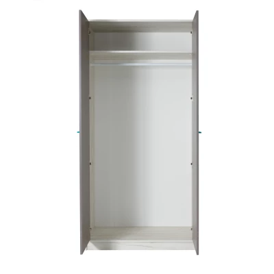 Dvojdverová šatníková skriňa 96 cm DEANY - dub kraft / popolavá / tyrkysová