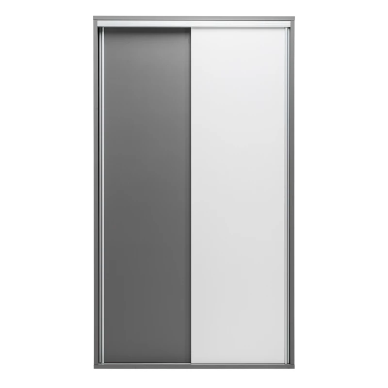 Úzka šatníková skriňa 120 cm MANKATO - šedá / lesklá biela