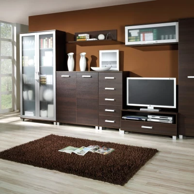 Nízka komoda s dvierkami ANDOVER - gaštan wenge
