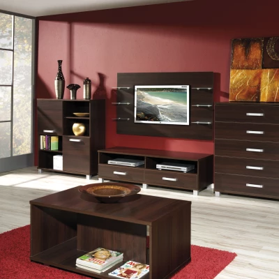 Nástenný panel s poličkami ANDOVER - gaštan wenge