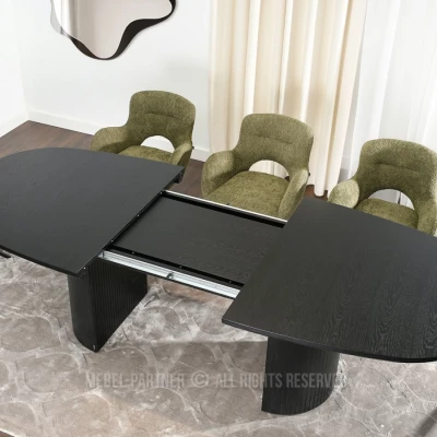 Oválny rozkladací stôl 200(300)x110 ANTOS - čierny