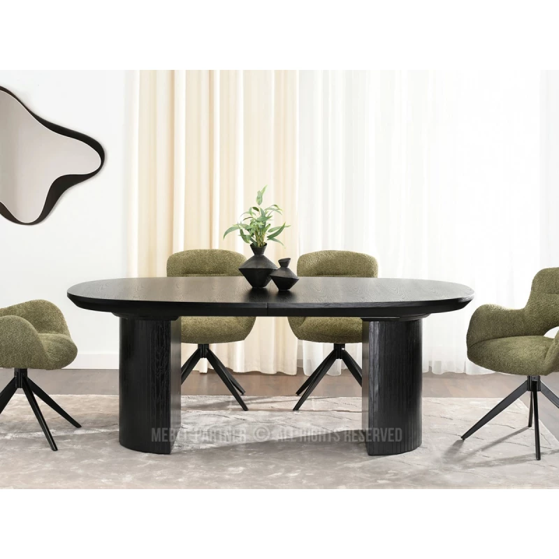 Oválny rozkladací stôl 200(300)x110 ANTOS - čierny
