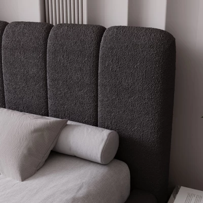 Čalúnená posteľ 140x200 FATUMATA 1 s úložným priestorom - tmavo šedá
