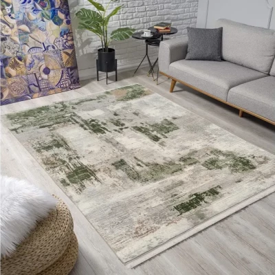 Obdĺžnikový kusový koberec 180x260 cm STEFANO - krémový / zelený
