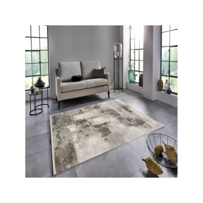 Obdĺžnikový koberec 80x150 cm STEFANO abstraktný - béžový / zlatý