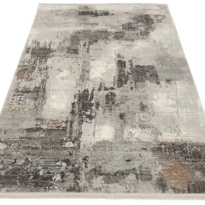 Obdĺžnikový koberec 80x150 cm STEFANO abstraktný - béžový / zlatý