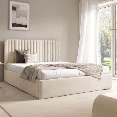 Manželská posteľ s úložným priestorom 160x200 TAISA 2 - krémová