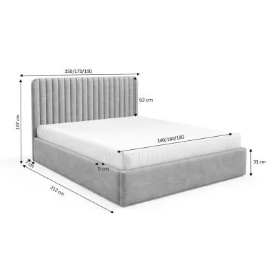 Manželská posteľ s úložným priestorom 160x200 TAISA 2 - zelená