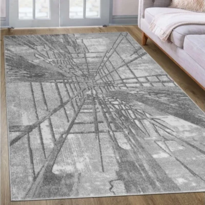 Abstraktný kusový koberec 240x330 cm ADALBERTO - šedý