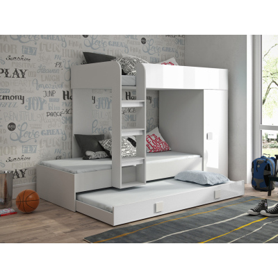 Detská poschodová posteľ s úložným priestorom Lena- biela