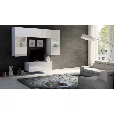 Závesný TV stolík CONNOR - biely / biely lesk