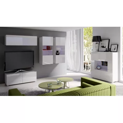 Závesný TV stolík CONNOR - biely / biely lesk
