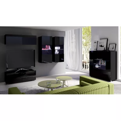 Závesný TV stolík CONNOR - čierny / čierny lesk