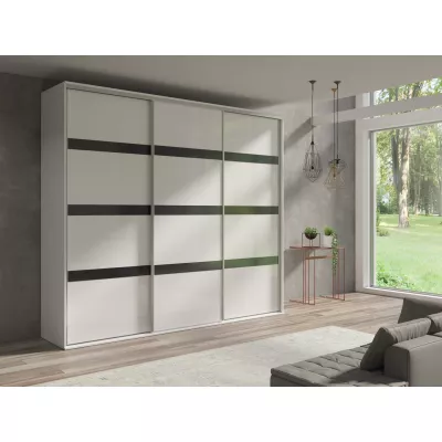 Trojdverová šatníková skriňa 277 cm AMBOY 7 - čierna / biela