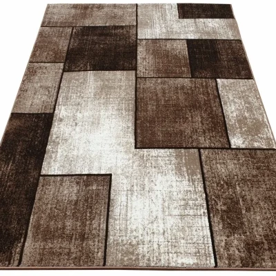 Geometrický kusový koberec 160x220 cm DEMIAN - hnedý / béžový