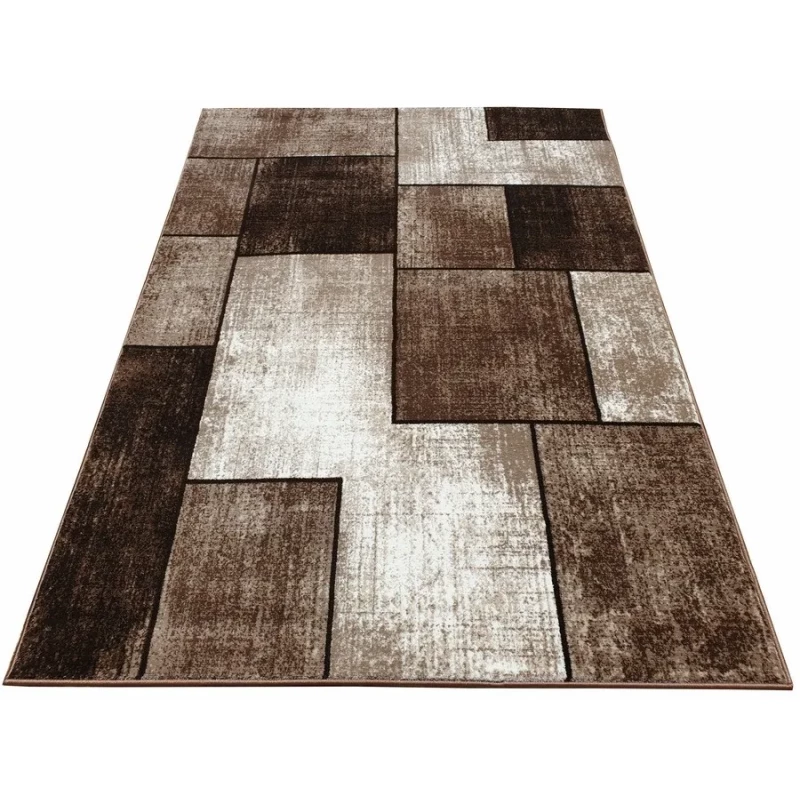 Geometrický kusový koberec 160x220 cm DEMIAN - hnedý / béžový