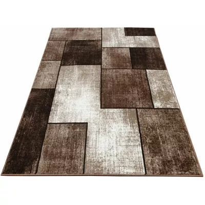 Geometrický kusový koberec 160x220 cm DEMIAN - hnedý / béžový
