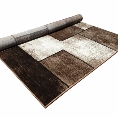 Geometrický kusový koberec 160x220 cm DEMIAN - hnedý / béžový