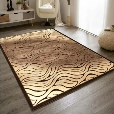 Moderný obdĺžnikový koberec 140x190 cm DEMIAN - hnedý / béžový