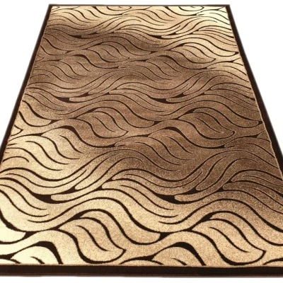 Moderný obdĺžnikový koberec 140x190 cm DEMIAN - hnedý / béžový