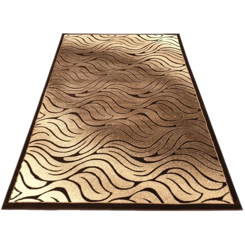 Moderný obdĺžnikový koberec 140x190 cm DEMIAN - hnedý / béžový