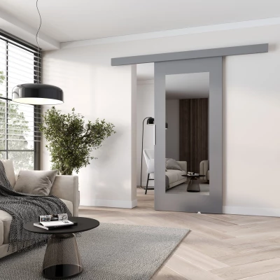 Posuvné dvere so zrkadlom BARRET 9 - 86 cm, šedé
