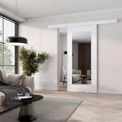 Posuvné dvere so zrkadlom BARRET 9 - 106 cm, biele