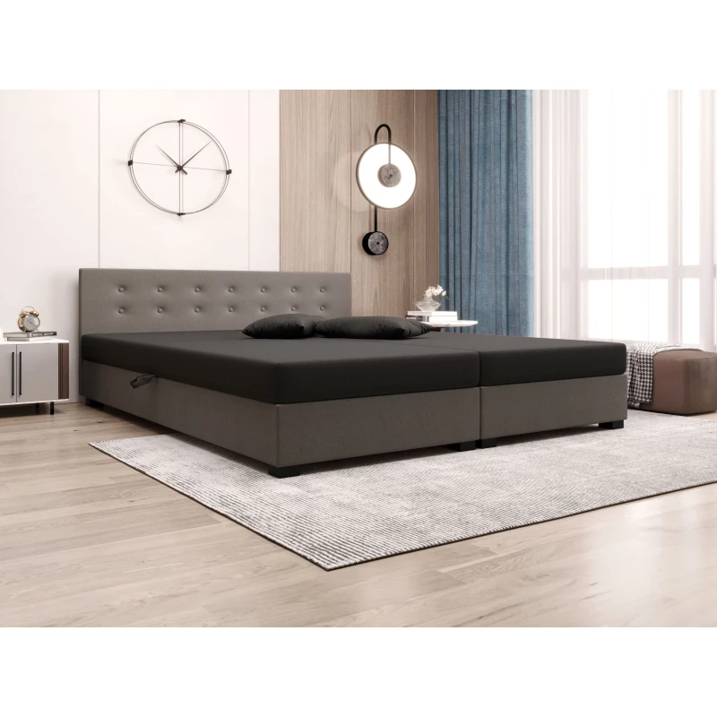 Manželská posteľ s úložným priestorom 160x200 ROSIE 11 - tmavo šedá / tmavo hnedá