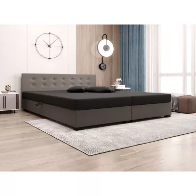 Manželská posteľ s úložným priestorom 160x200 ROSIE 11 - tmavo šedá / tmavo hnedá