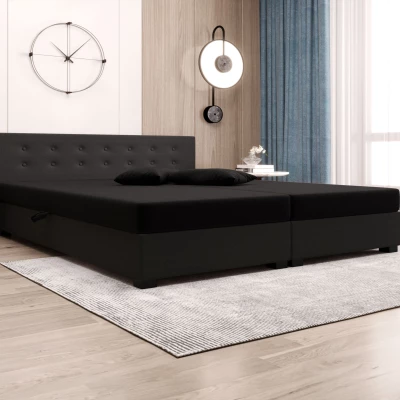 Manželská posteľ s úložným priestorom 160x200 ROSIE 11 - čierna / tmavo šedá