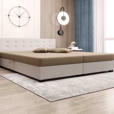 Manželská posteľ s úložným priestorom 160x200 ROSIE 11 - svetlo hnedá / ecru