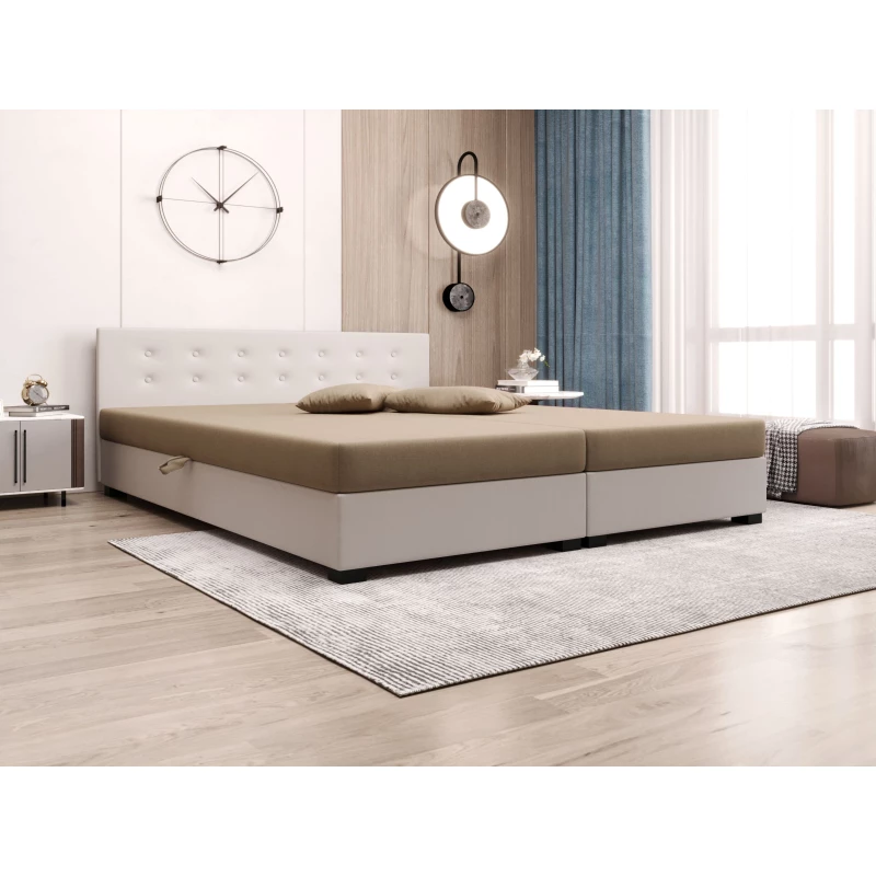 Manželská posteľ s úložným priestorom 160x200 ROSIE 11 - svetlo hnedá / ecru