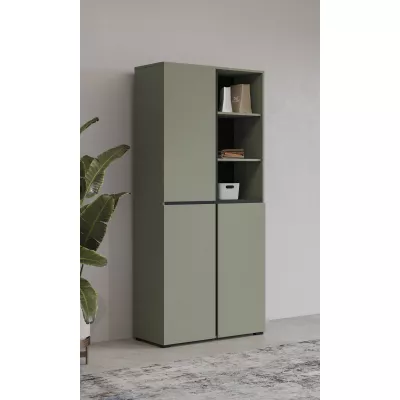 Policová skriňa 79 cm GLENROSE - zelená / čierna