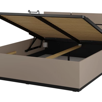 Manželská posteľ 160x200 GLENROSE s úložným priestorom - congo / čierna