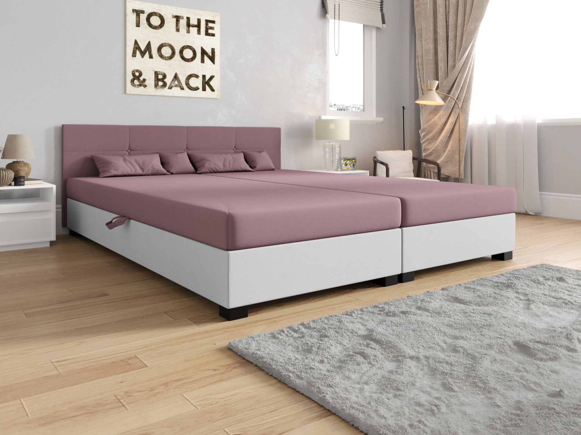 Americká posteľ s úložným priestorom 160x200 ROSIE 15 - ružová / biela