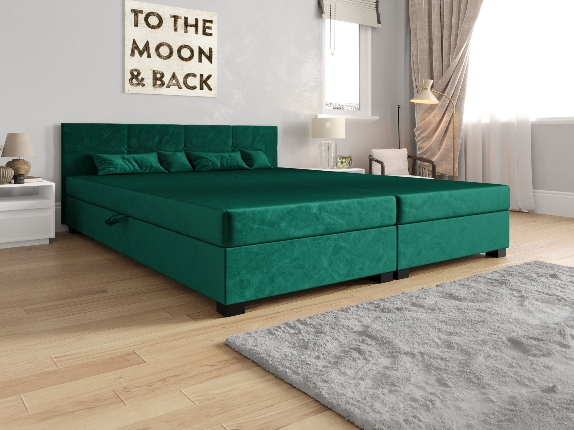 Americká posteľ s úložným priestorom 160x200 ROSIE 16 - zelená