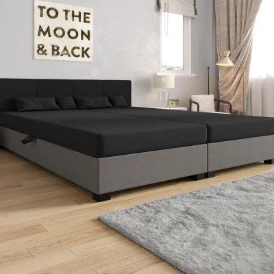 Americká posteľ s úložným priestorom 160x200 ROSIE 16 - tmavo šedá / tmavo béžová