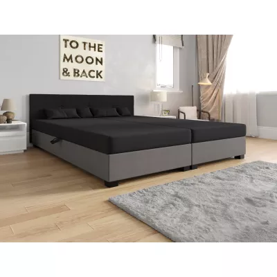 Americká posteľ s úložným priestorom 160x200 ROSIE 16 - tmavo šedá / tmavo béžová