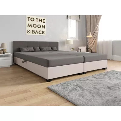 Americká posteľ s úložným priestorom 160x200 ROSIE 16 - tmavo béžová / ecru