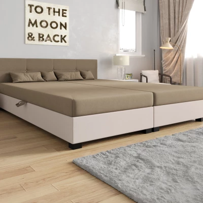 Americká posteľ s úložným priestorom 160x200 ROSIE 16 - svetlo hnedá / ecru