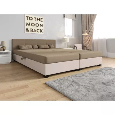 Americká posteľ s úložným priestorom 160x200 ROSIE 16 - svetlo hnedá / ecru
